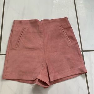 pink suede high rise shorts size S